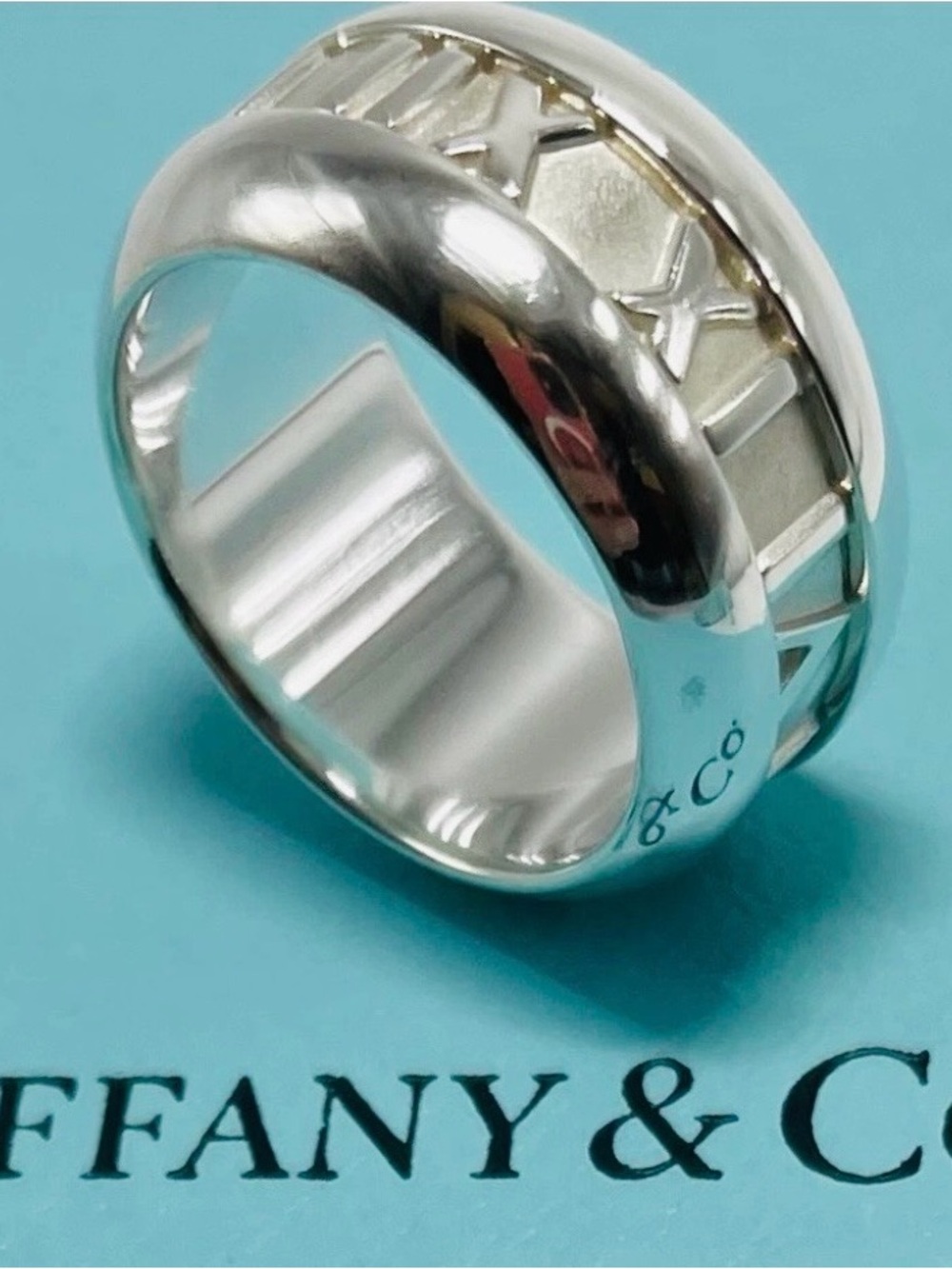 Tiffany & Co. Atlas 2003 Wide Band Ring Sterling Silver 925 Size US 4.5 W/Pouch - Picture 7 of 11